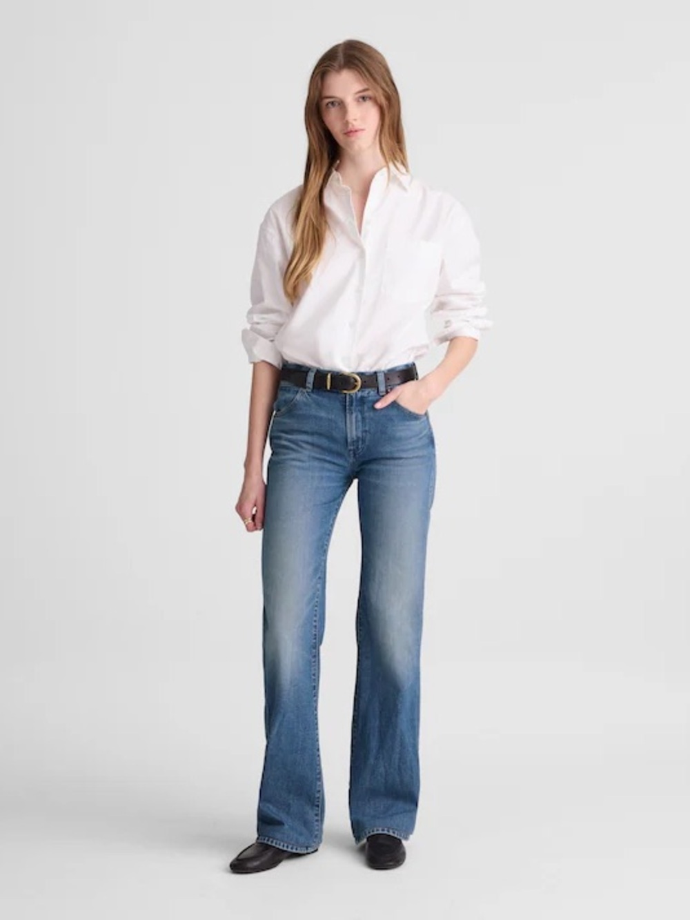 Madewell Relaxed Bootcut Jeans High Rise Distressed Hem 28 NWT